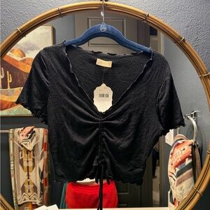 Altar'd State Black Ruched Crop Top